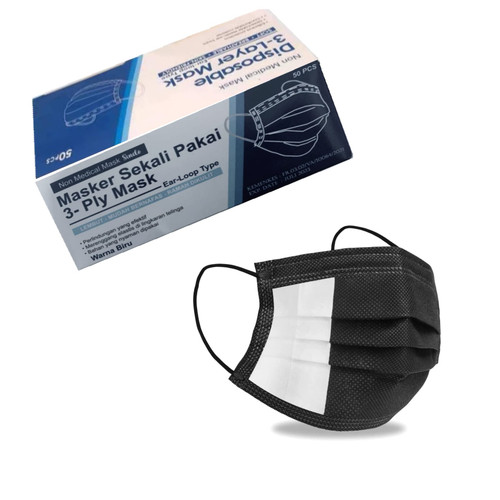 Disposable 50 Pack Face Mask 3 Ply Filter Protection, 50 Disposable Protective Mask (50 Pieces, Black)