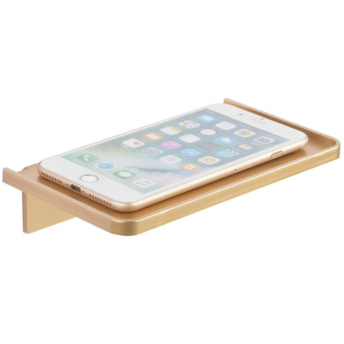 Stick-on Wall Shelf - Small Wall Mounted Adhesive Clear Acrylic Shelf Phone Holder Shelves Wipes Rack for Bathroom,Kitchen,Toilet,Office - Gold