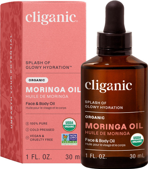 Cliganic Organic Moringa Oil, 100% Pure - For Face & Hair | Natural Cold Pressed (Packaging May Vary)