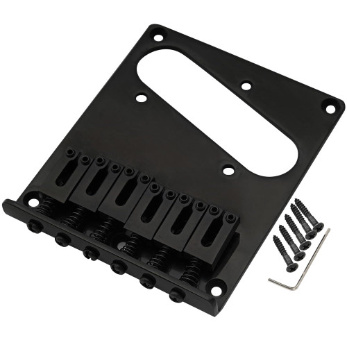 Musiclily Pro 54mm Modern Telecaster Bridge with Zinc Alloy 6-Saddle for Squier and Import Tele Style Electric Guitar, Black
