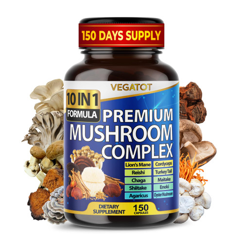 10 in 1 High Strength Mushroom Supplement - Lions Mane, Cordyceps, Reishi - Brain Supplements for Memory and Focus ** 5-Month Supply