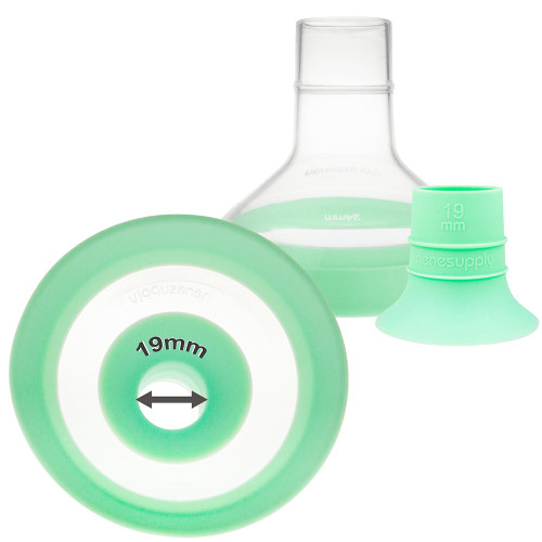 Nenesupply 24mm Flanges and 19mm Inserts Compatible with Lansinoh Breastpump Replacement to Lansinoh 19mm Flanges and Breastshields Work with Signature Pro Smartpump and Manual Pumps