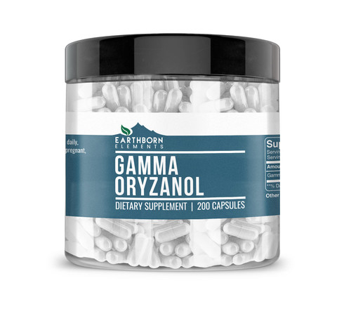 Earthborn Elements Gamma Oryzanol 200 Capsules, Pure & Undiluted, No Additives