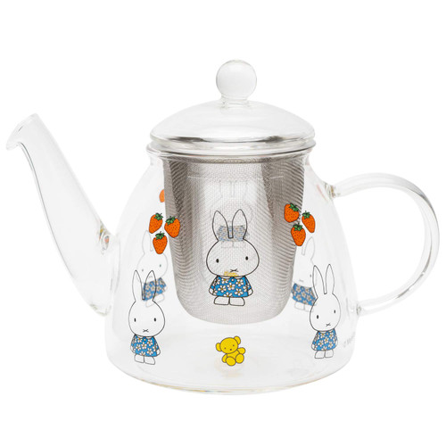 Space Joy 8644008MS Miffy Pot, Heat-resistant Glass, Transparent, 16.9 fl oz (500 ml), Miffy & Strawberry