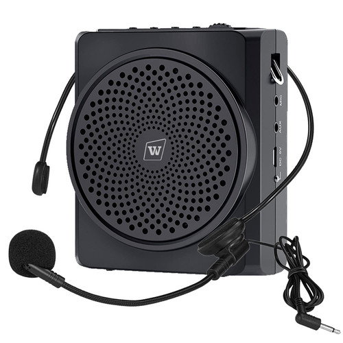 Personal Voice Amplifier with Headset Mic 16W Mini Sound Amplification Portable Speaker Wired Loud-Speaker Amp Booster Enhancer for Teachers, Tour Guides, Coaches, Meeting, Indoor/Outdoor Events, etc
