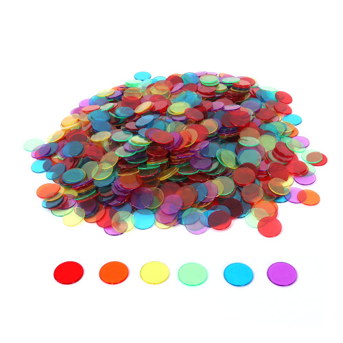 GSE Games & Sports Expert Multi-Color Bingo Chips, 500 Pieces 3/4-Inch High-Contrast Transparent Counting Chips for Bingo Games, Parties