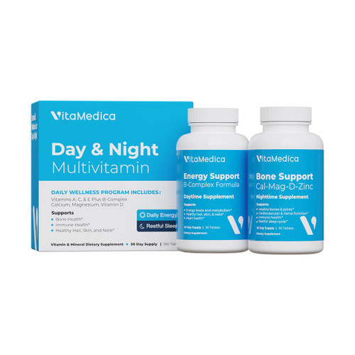 Multivitamin Day & Night Routine | Energy & Mental Clarity, Bones & Joints, Beauty, Restful Sleep | 30-Day Supply | Vitamins A, C, D, E, B-Complex | Magnesium, Biotin, Zinc, Botanicals, & Minerals