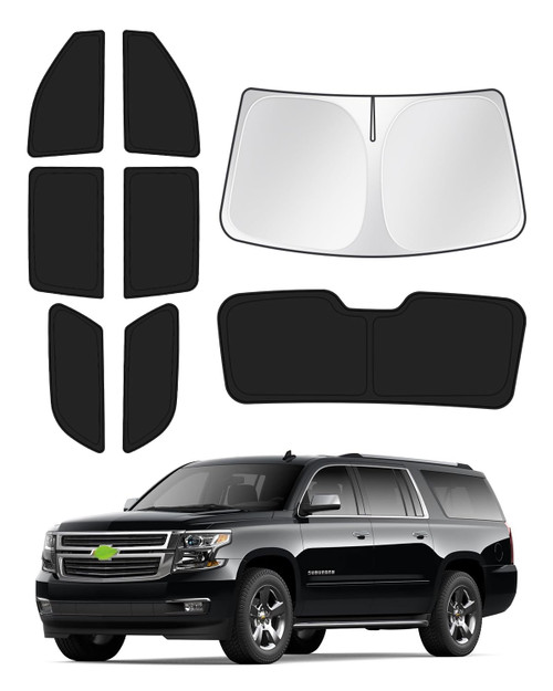 Canvcle Sunshades for 2021-2025 2026 GMC Yukon XL/Chevy Suburban Accessories Windshield Sun Shade Side Rear Window Shade Cover Sun Visor Shield Privacy Protection Keep Vehicle Cool Black 8PCS