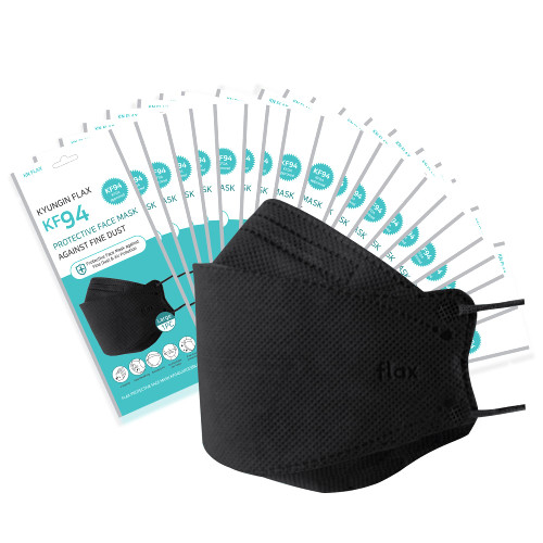 KN FLAX [40Packs KF94 - Face Protective Mask for Adult (Black) [Made in Korea] [40 Individually Packaged] Premium KF94 Certified Face Safety Black Dust Mask for Adult [English Packing]