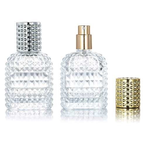 luojery 2 Pack 30ml Refillable Clear Glass Fine Mist Empty Spray Perfume Bottles, Atomizer Spray Bottle With 4 kinds of perfume dispenser (Silver cap and Gold cap)