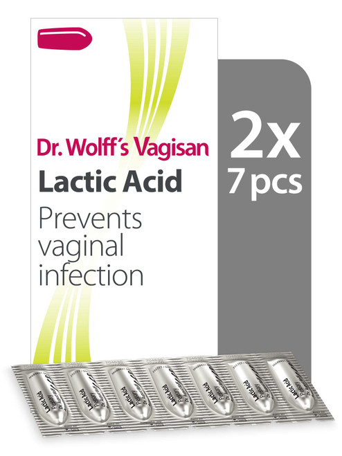 Vagisan Dr. Wolff's Lactic Acid Pessaries, Daily Vaginal Health & Intimate Hygiene, Prevents Infection, 2X7pcs