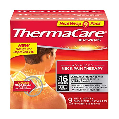 ThermaCare Advanced Neck Pain Therapy HeatWraps - Air-Activated Heat Pads for Neck, Shoulder, & Wrist Pain Relief - Up to 16 Hours - Clinically-Proven - Flexible Fit for Targeted Comfort - 9-Count