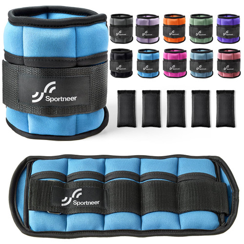 Sportneer Adjustable Ankle Weights Set - 1 Pair (2-10 lbs) Removable Sandbags for Women & Men, Comfortable Neoprene Leg Weights for Walking, Running, Pilates, Yoga, Home Workout & Physical Therapy