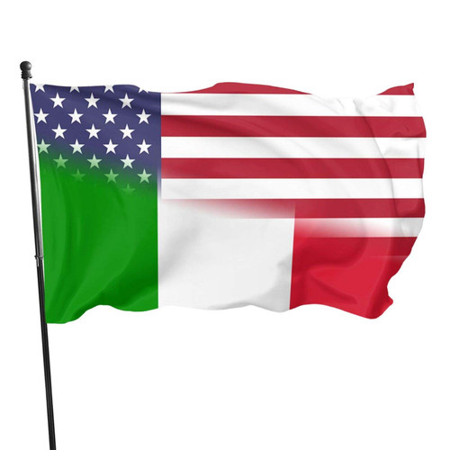 American Flag and Italian Flag Banner - 3x5 Feet, Indoor/Outdoor Decorative for Garden and House