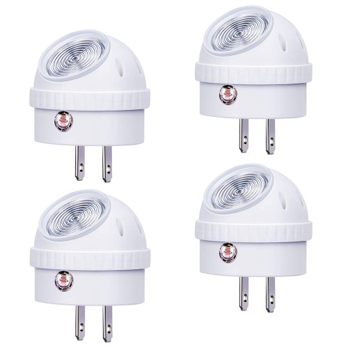 Emotionlite Plug-in Night Lights, Neutral White LED Nightlight, 360° Rotation, Dusk to Dawn Sensor, Kids, Adult, Bedroom, Hallway, Bathroom,Kitchen, Stairways, Corridor, 4 Pack