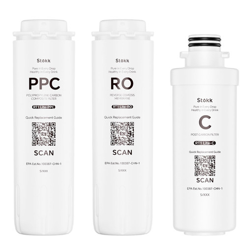Stokk T1-Lite(Not Applicable to T1) PPC|RO|C Combination, Replacement for T1-Lite Countertop Reverse Osmosis Water Filter Stokk T1-Lite(Not Applicable to T1) PPC|RO|C Combination, Replacement for T1-Lite Countertop Reverse Osmosis Water Filter