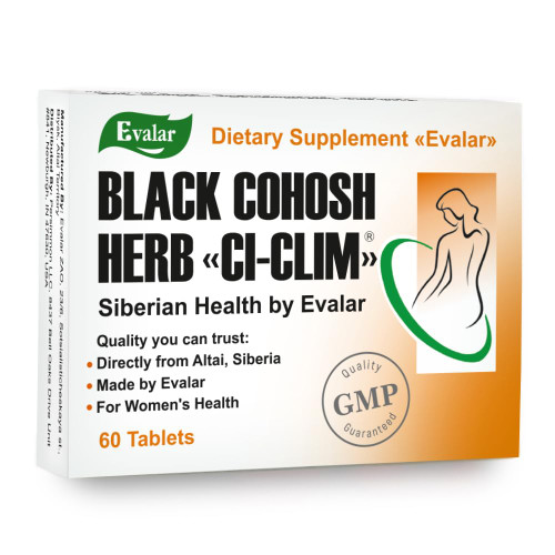 Evalar Black Cohosh Cimicifuga Herbal Extract Siberian Ci-Klim Vegan 60 Tabs
