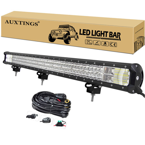 AUXTINGS 40 inch 540W LED Light Bar Triple Row Spot Flood Combo Beam Off Road Lights Waterproof Work Light with Wiring Harness for Jeep Trucks SUV ATV UTV Boat Lights, 12V 24V
