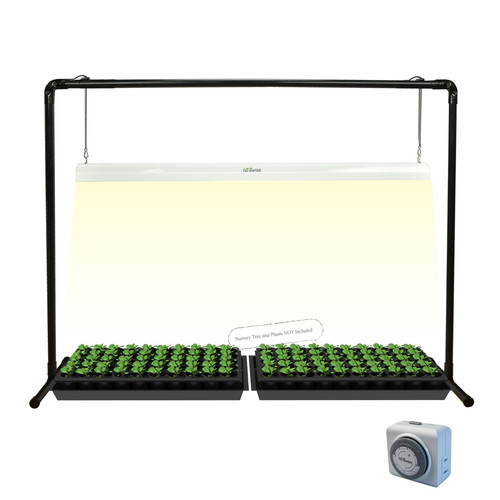 iGrowtek 4 feet 40W LED Grow Light Stand Rack for Seedling,Growing Light for Indoor Plant,Natural White Light Full Spectrum LED Grow Light,Height Ajustable, Iron Pipe Frame, with Timer Outlet