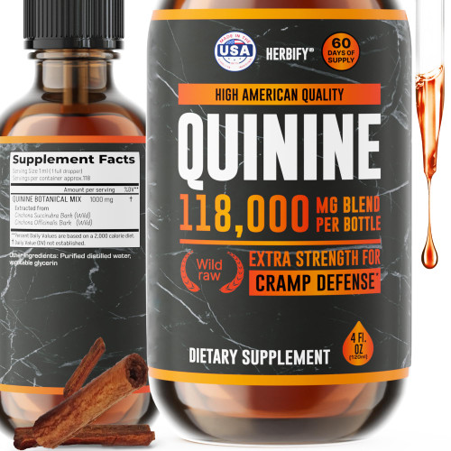 HERBIFY Quinine Tincture - Quinine Liquid Extract for Healthy Digestion - Quinine Cinchona Supplement for Better Absorption - US Made Product - for Men & Women 4oz (120ml)