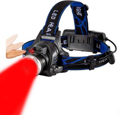 Junchi 80000 Lumens Rechargeable Headlamp Hunting Red Light,Super Bright LED Headlamps Red Headlight Zoomable Waterproof 3 Modes Head Lamp with Motion Sensor for Night Vision Aviation Fishing