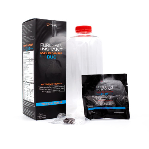 Wellgenix Puriclean Instant Max Cleanser Duo, 20X Stronger Fast Acting Powder & Softgels, Tropical Punch Flavor, Premium Herbal Cleanse Detox, Ideal for Extreme Toxin Levels, 1 Packet & 2 Releasegels