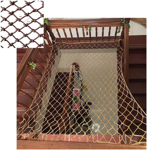 Protective Net Brown Nylon Net, Garden Decoration Net Balcony Safety Net Stairs Children Anti-Fall Net Kindergarten Protective Net Portable Fence Net Can Be Cut(Size:1X4M(3X13FT))