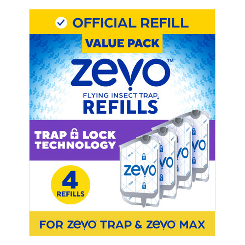 Zevo Flying Insect Trap Official Refill Cartridges - Fits Both Zevo Trap & MAX Indoor Fly Trap - Authentic Trap+Lock Technology to Catch Gnats, House & Fruit Flys (4 Official Refill Cartridges) Zevo Flying Insect Trap Official Refill Cartridges - Fits Both Zevo Trap & MAX Indoor Fly Trap - Authentic Trap+Lock Technology to Catch Gnats, House & Fruit Flys (4 Official Refill Cartridges)