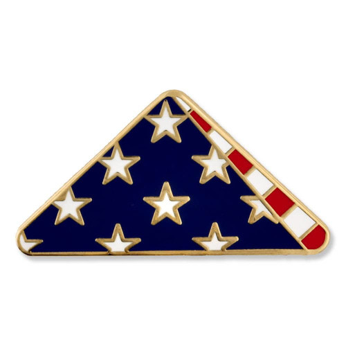 PinMart's Folded American Flag Memorial Veteran Lapel Pin on Instruction Card - Patriotic Enamel Pins for Clothing, Hats, Backpacks and Bags - Memorial Day Pins for Men and Women - 5 Pack