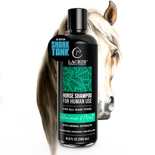 LACRIN Aloe Vera and Mint Horse Shampoo for Human Use – As Seen on Shark Tank – Gentle, Hydrating, Paraben-Free, Sensitive Scalp Shampoo for Hair Growth & Strengthening, 16.9 Fl Oz, 1-Pack
