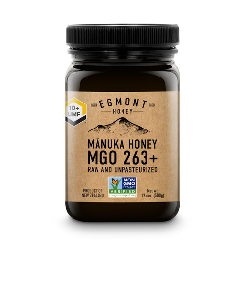 Egmont Honey MGO 263+ / UMF 10+ - NON-GMO, Kosher, Recycled plastic jar, Traceable 100% Pure & Raw Authentic New Zealand Honey (500g)