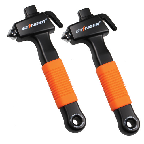 Stinger Super Duty Car Emergency Escape Tool, Hardened Carbon Steel Vehicle Safety Hammer, Spring Loaded Window Breaker, Razor Sharp Seat Belt Cutter, Life-Saving Rescue Tool (Combo 2 pcs Orange)