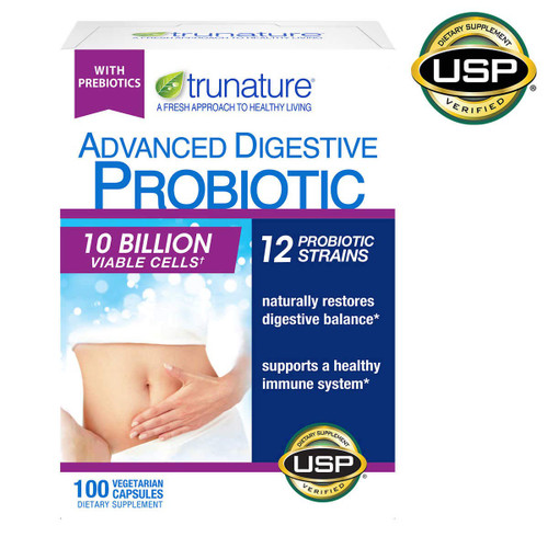 trunature Advanced Digestive Probiotic, 100 Capsules (3 Pack)