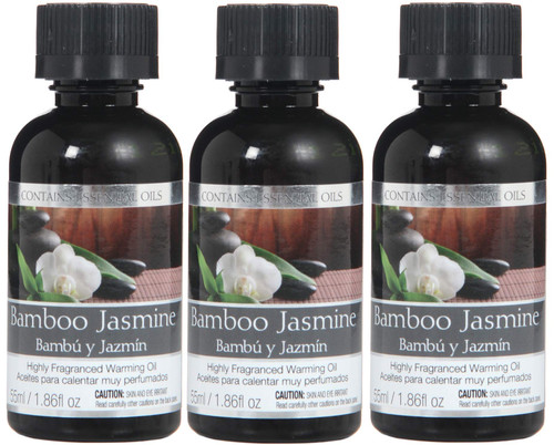 Hosley's Set of 3, 55 ml Bamboo Jasmine Fragrance Warming Oils. Ideal Gift for Weddings, Spa, Meditation Settings. P1