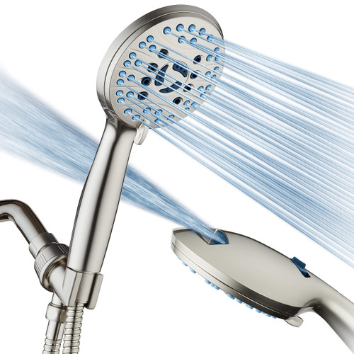 Hotel Spa AquaCare High Pressure 8-mode Handheld Shower Head - Anti-clog Nozzles, Built-in Power Wash to Clean Tub, Tile & Pets, Extra Long 6 ft. Hose, Wall & Overhead Brackets - 1.8 GPM Hotel Spa AquaCare High Pressure 8-mode Handheld Shower Head - Anti-clog Nozzles, Built-in Power Wash to Clean Tub, Tile & Pets, Extra Long 6 ft. Hose, Wall & Overhead Brackets - 1.8 GPM
