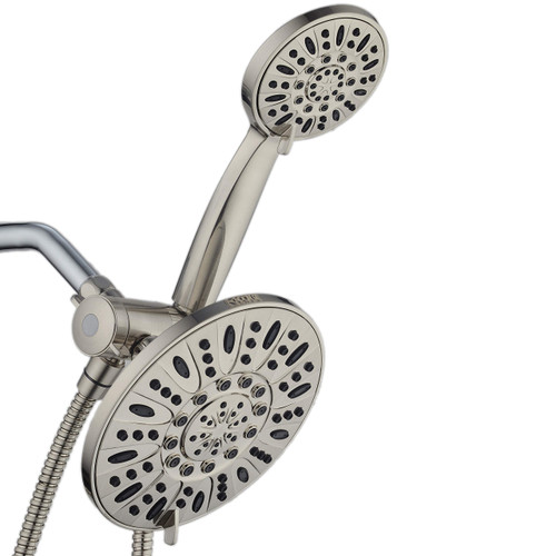 AquaDance Brushed Nickel 7" Premium High Pressure 3-Way Rainfall Combo with Extra Long 72 inch Hose – Enjoy Luxury 6-Setting Rain Showerhead and Matching Hand Held Shower Separately or Together