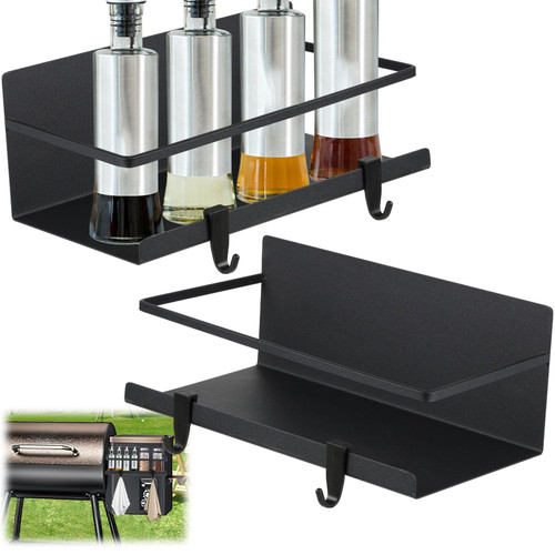 AIHSUMC 2 Pcs Magnetic Griddle Grill Caddy, Grill Smoker Magnetic Racks Universal BBQ Caddy for Outdoor Space Saving Griddle Accessories with Magnetic Tool Holder for Various Models