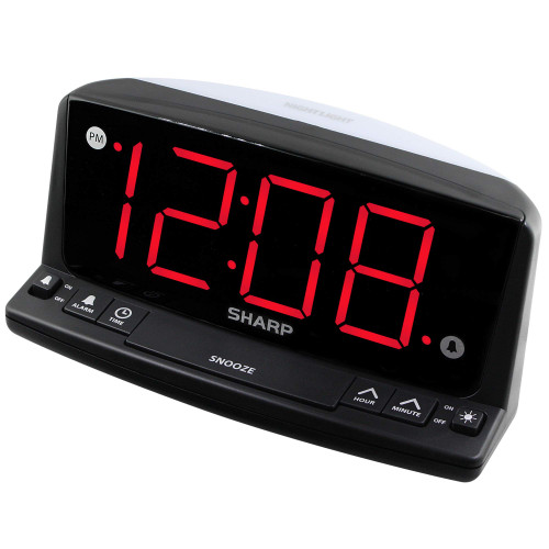 Sharp LED Digital Alarm Clock – Simple Operation - Easy to See Large Numbers, Built in Night Light, Loud Beep Alarm with Snooze, Bright Big Red Digit Display