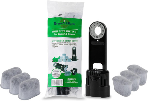 Brew Addicts Water Filter for Keurig 1.0 Coffee makers. Starter Kit: 6 filters & 1 Filter Holder. Replacement Water Filter Cartridges Kit Compatible with Classic Brewers