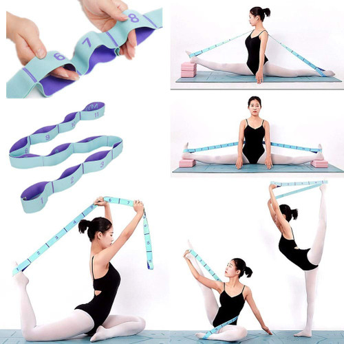 Meishen Nitpicker Stretching Straps Hamstring Stretcher Device Elastic Exercise Band Yoga mat Carrying Straps Leg Exercise Equipment Stretching Strap with Loops for Flexibility Stretch Strap 11 Loops