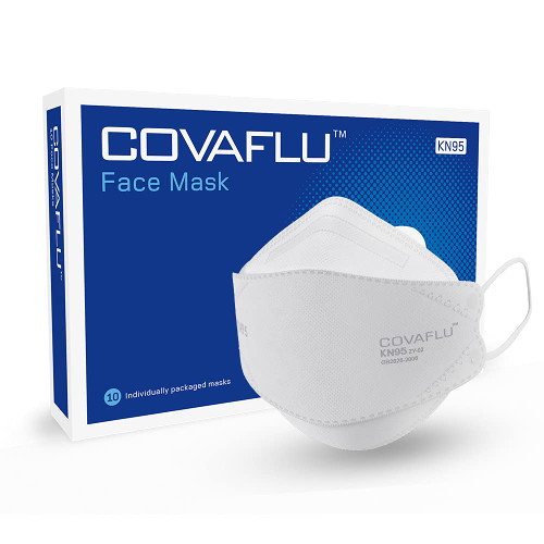 Covaflu KN95 Face Mask, Pack of 10 Masks, Cup Shaped KN95, 5 Layers Protection, Comfortable Fit, for Men and Women (White)