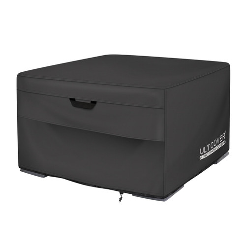 ULTCOVER Patio Fire Pit Table Cover Square 44 inch Outdoor Waterproof Fire Bowl Cover, Black