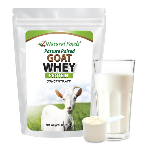 Z Natural Foods Goat Whey Protein Powder Concentrate - Undenatured, Unflavored, Pasture Raised Whey - Clean Goat Protein Powder with Vital Proteins for Weight Management, Immune Support, Fitness, 1 lb