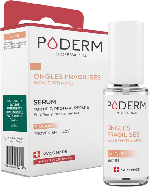 PODERM – NAIL STRENGTHENER FOR DAMAGED NAILS – 100% Natural Ingredients – VEGAN - Professional Nail Care : Fortifies, Protects, and Repairs Weak Nails - Nail Strengthener and Protector – Swiss Made