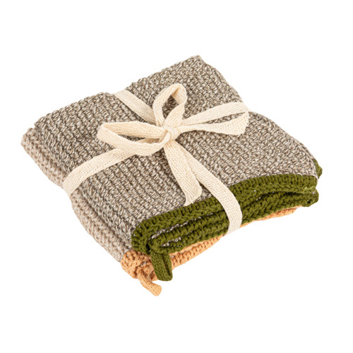 Creative Co-Op Square Cotton Knit (Set of 2) Dish Cloth, Multi (DF3785)