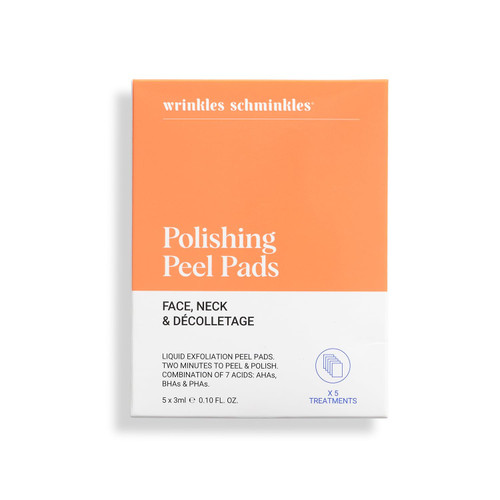 Wrinkles Schminkles Face, Neck & Décolletage Polishing Peel Pads, Skin Exfoliating & Resurfacing, Pack of 5 Towelettes