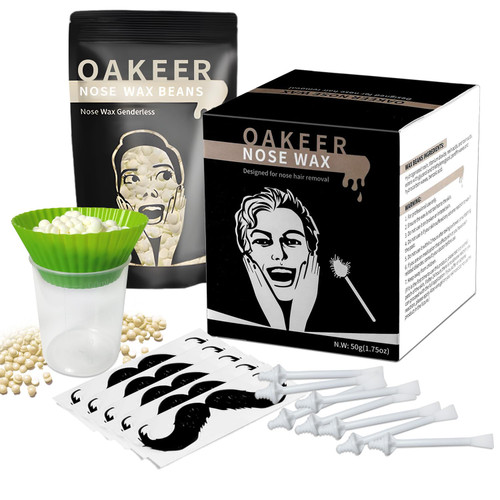 Oakeer Nose Hair Remover Kit with 30 Wax Sticks for Men and Women - 100g Nose Wax for At-Home Hair Removal