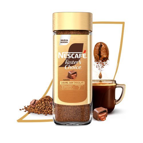 Nescafé Taster's Choice Flavors Collection Caramel Dark Chocolate Café Soluble Aroma Chocolate Oscuro y Caramelo 100g