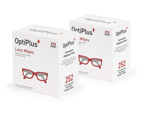 OptiPlus Eyeglass Lens Wipes l Pre-Moistened l Cleaning Wipes for Glasses, Smart Phones, Optical Lens, Goggles, and Watch Screen l Quick-Dry & Scratch-Free | 252 Count (504 Count (Pack of 1))