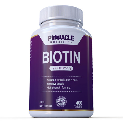 Biotin 12000mcg | 360 Tablets | Hair Growth Supplement for Beauty Treatment for Men & Women | Vitamin for Regrowth | Not Capsules or Softgels | UK Manufactured